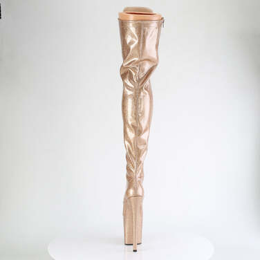 Ботинки Flamingo-3020GP *Каблук 8 дюймов, 4-дюймовые эластичные сапоги на шнуровке, боковая молния, лакированная кожа с золотым блеском