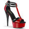 Босоніжки Pleaser Delight-663 на підборах 6 дюймів, двоколірні босоніжки з Т-подібним ремінцем на щиколотці 1 3/4 дюйма, чорні/червоні