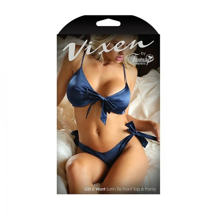 Эротический комплект с бантами One Size синий