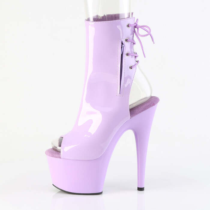 Ботильоны Adore-1018 с каблуком 7 дюймов, открытым носком и пяткой 2 3/4 дюйма, боковой молнией, лавандовый лак.