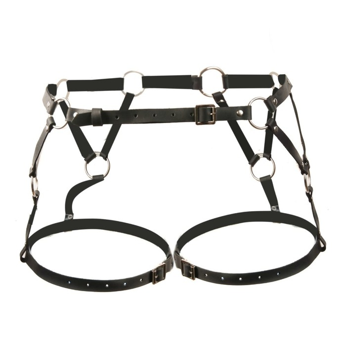 Гартери з металевими кільцями Candy Hero G9, екошкіра, чорний