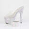 Шлепанцы Pleaser Bejeweled-712MS, каблук 7 дюймов, инкрустированные шлепанцы PF RS 2 3/4 дюйма с подходящим манжетом, прозрачные/серебристые стразы