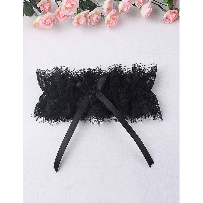 Мереживні підв'язки Star Night з бантиками, чорний (без коробки)
