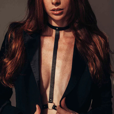 Портупея MAZE Bijoux Indiscrets з нашийником та одним перетином, чорна