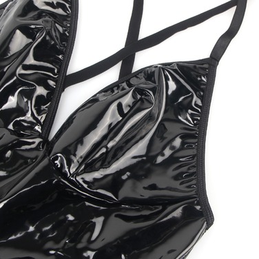 Платье с чокером, глянцевое Star Night Wet Look с имитацией винила, черное, M