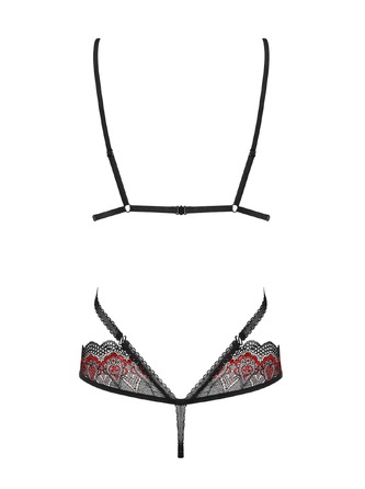 Боді Obsessive Megies з стрепами, що перехрещуються, чорно-червоний, L/XL