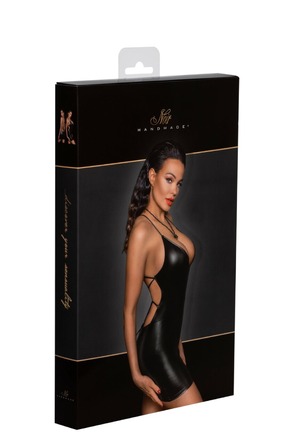 Платье короткое Noir Handmade F252 с декольте, черное, XXXL