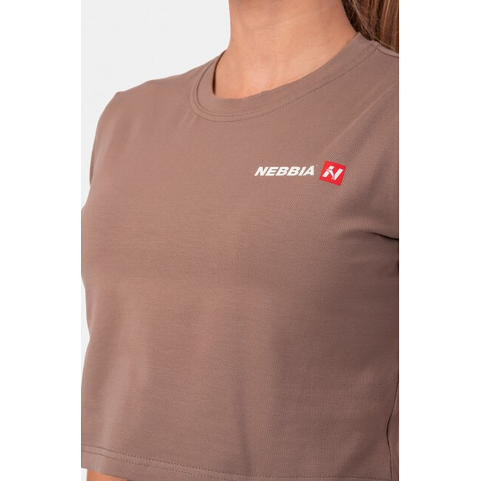 Топ Minimalist Logo NEBBIA crop top 600 Brown