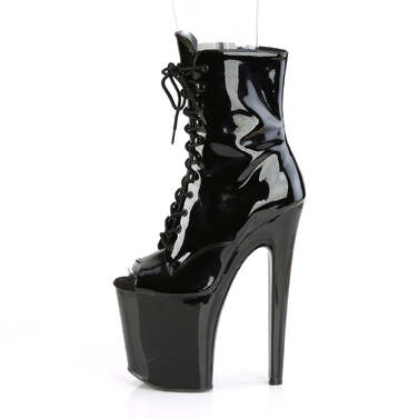 Ботинки Xtreme-1021, каблук 8 дюймов, 4-дюймовый PF-ботинок с открытым носком, шнуровкой и боковой молнией, чёрные