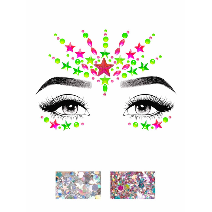 Наклейка с драгоценностями Leg AvenueVibe Neon Face jewels sticker O/S