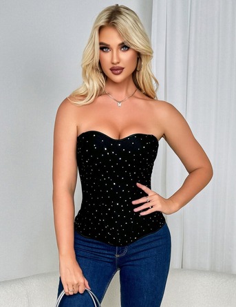 Корсет со стразами Star Night 6 Plastic Bones черный, XS