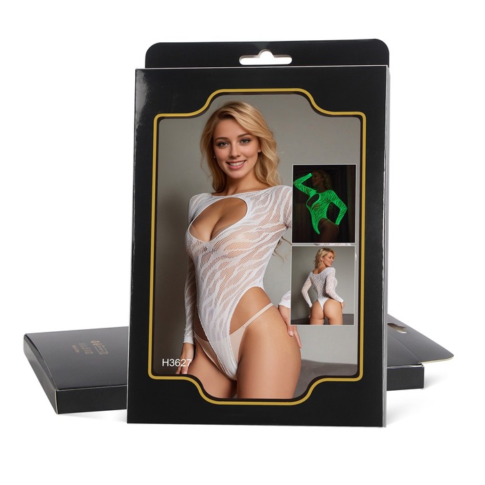 Боди полупрозрачное Star Night светящееся в темноте, белое, XS-M