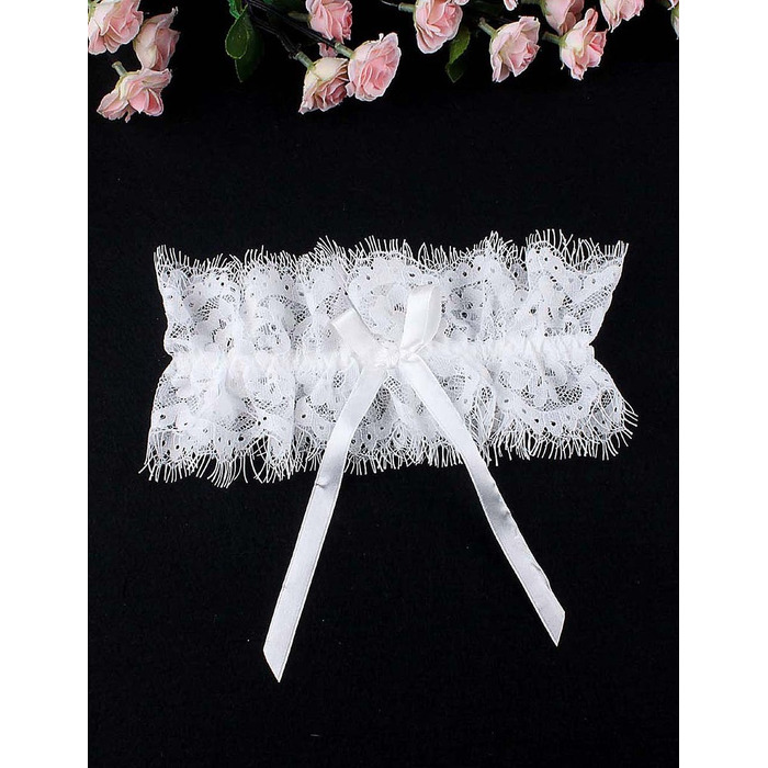 Белые кружевные подвязки Star Night с бантиками (без коробки)