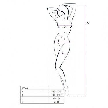 Бодистокинг Passion BS006 в мелкую сетку на тонких бретелях, черный, S-L