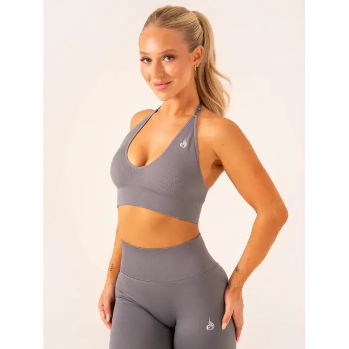 Топ Ryderwear Lift Rib Seamless Halter Sports Bra - Charcoal