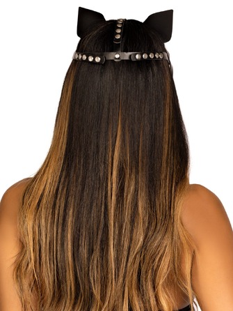 Сексуальная кожаная маска кошки с шипами Leg Avenue