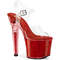 Босоніжки Pleaser Lovesick-708SG *7 дюймів на підборах, 3 1/4 дюйма з ремінцем на щиколотці PF з переливчастими блискітками, прозорі/червоні