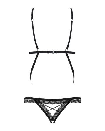 Боди с тонкими стрепами и кружевными вставками Obsessive 865-TED-1 черный, L/XL