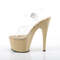 Босоніжки Pleaser Adore-708 на підборах 7 дюймів, з ремінцем на щиколотці 2 3/4 дюйма, прозорі/бежеві