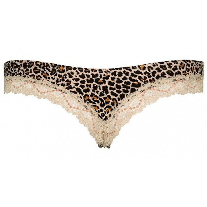 Трусики з леопардовим принтом Obsessive JUNGIRL THONG та мереживною вставкою, L/XL