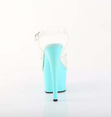 Босоніжки Adore-708 на підборах 7 дюймів, босоніжки з ремінцем на щиколотці 2 3/4 дюйма, прозорі/аквамаринові