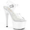 Босоніжки Pleaser Adore-708 на підборах 7 дюймів, босоніжки з ремінцем на щиколотці 2 3/4 дюйма, прозорі/білі