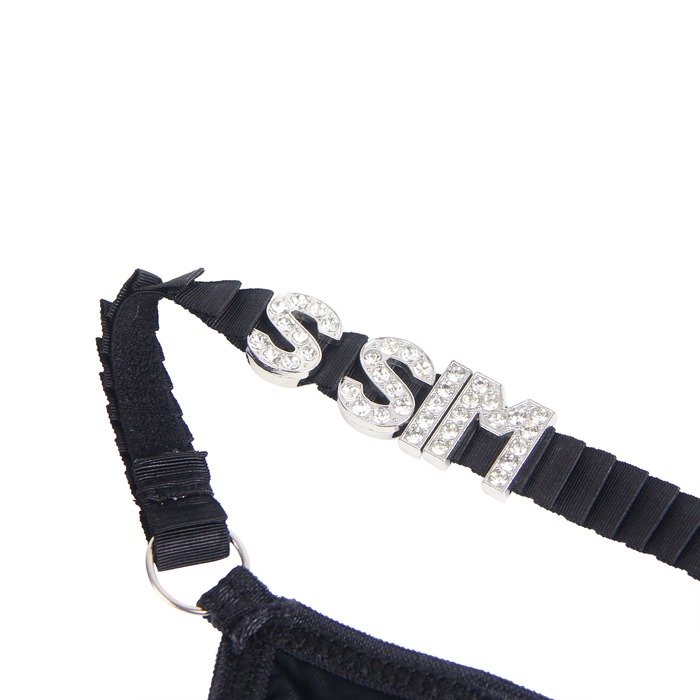 Чорні сексуальні трусики стрінги Star Night зі стразами, S