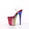 Босоніжки Pleaser Flamingo-808RBG *8-дюймовий каблук, 4-дюймовий ремінець на щиколотці з блискітками, прозорі/різнокольорові