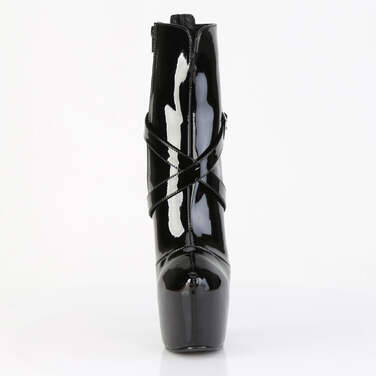 Чоботи Jubilant-1011 на підборах 7 дюймів, черевики до щиколотки 3 дюйми з прихованою стібкою, блискавка збоку, чорні лаковані