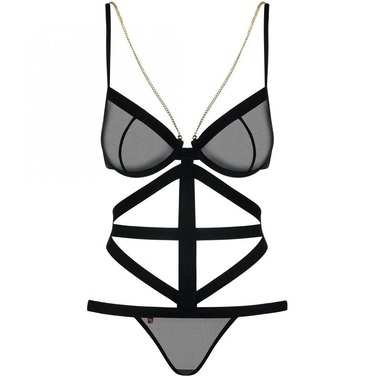Боді зі шлейками чорний Obsessive BONDY TEDDY S/M