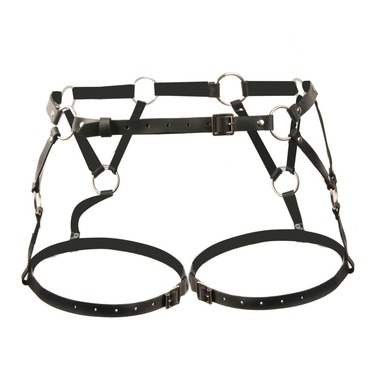 Гартери з металевими кільцями Candy Hero G9, екошкіра, чорний