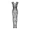 Комбинезон Obsessive c рисунком крыльев Bodystocking N112, черный, S\M