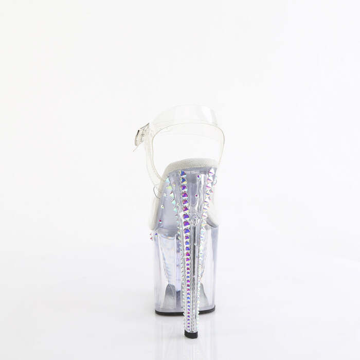 Босоніжки Enchant-708RS-02 на підборах 8 дюймів, босоніжки з ремінцем на щиколотці 3 3/4 дюйма з прикрашеними стразами, прозорі