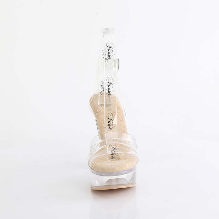 Босоніжки Martini-505 на підборах 5 дюймів, з ремінцем навколо щиколотки 1 3/4 дюйма, бежевий/прозорий