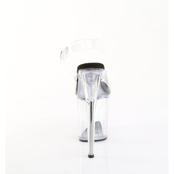 Босоніжки Flamingo-808PREM на підборах 8 дюймів, босоніжки з ремінцем на щиколотці 4 дюйми, прозорі-чорні/прозорі