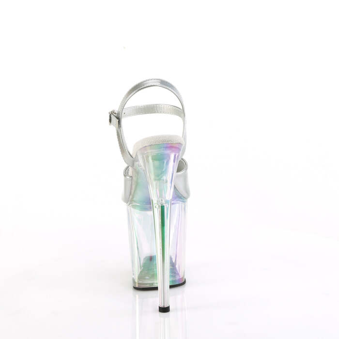 Босоніжки Flamingo-809HT *8 дюймів на підборах, 4 дюйми з голографічним тоном та ремінцем на щиколотці, сріблясті