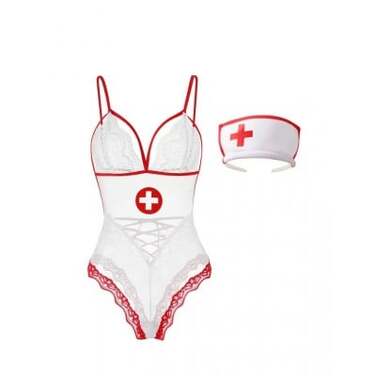 Спокусливий костюм медсестри S/M Sunspice, білий, 2 предмети