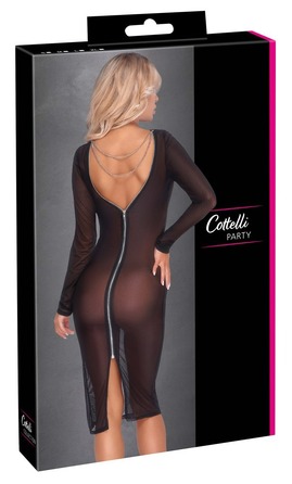 Платье полупрозрачное Cottelli Collection, с молнией, черное, размер S