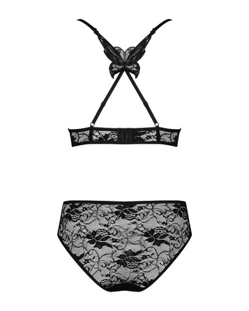 Комплект ажурный Obsessive Kokietta set Black S/M