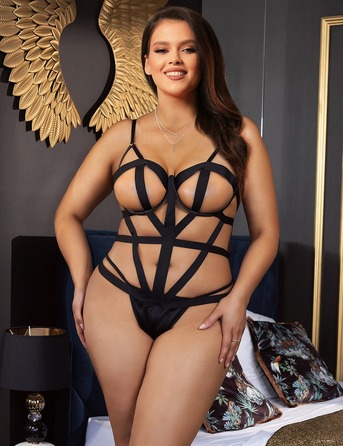 Сексуальное контурное боди Star Night Bondage Bodysuit черное, XL