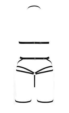 Комплект білизни зі стреп-стрічками та поясом для панчох MORGAN SET WITH OPEN BRA black S/M - Passion