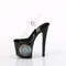 Босоніжки Pleaser Enchant-708LT-CIRCLE *8-дюймовий каблук, 3 3/4-дюймовий ремінець на щиколотці зі світлодіодним підсвічуванням PF, прозорі/чорні