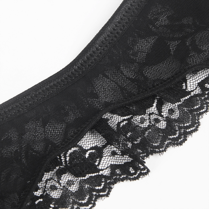 Пояс кружевной с подвязками для чулок Star Night с трусиками, черный, XS-S