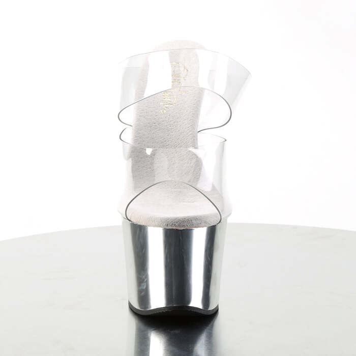 Шлепанцы Sky-302 с каблуком 7 дюймов, двухполосные, прозрачный/серебристый хром