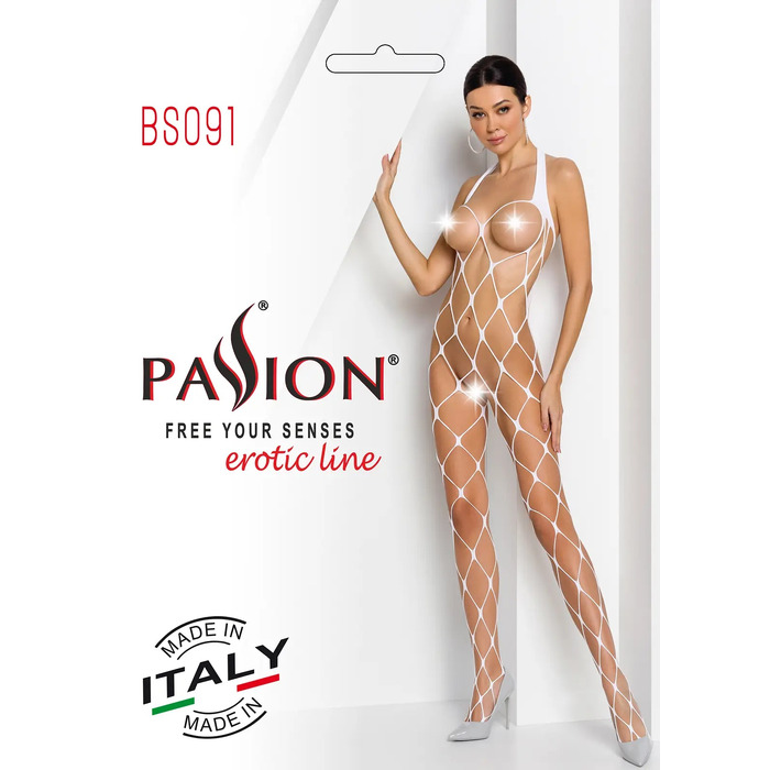 Бодистокинг крупная сетка Passion BS091 white, S/L