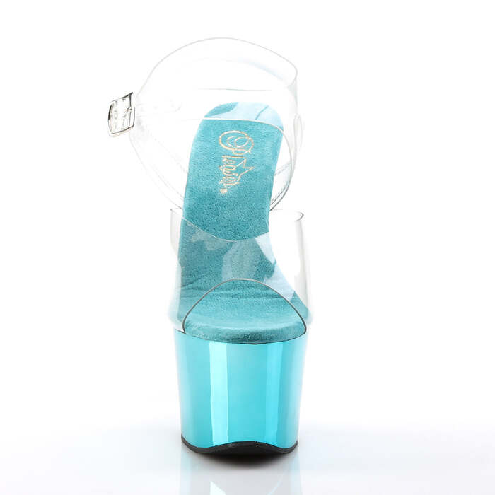 Босоножки Sky-308, каблук 7 дюймов, хромированный ремешок на щиколотке шириной 2 3/4 дюйма, прозрачный/бирюзовый