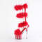 Босоніжки Pleaser Adore-728F *7 дюймів на підборах, 2 3/4 дюйма з хутра марабу PF, блискавка ззаду, прозорі/червоні