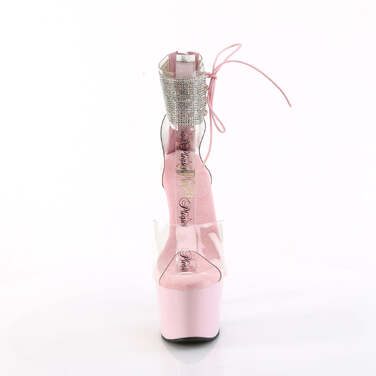 Босоніжки Adore-724RS на підборах 7 дюймів, босоніжки з манжетою на щиколотці 2 3/4 дюйма PF RS, блискавка ззаду, прозорі/рожеві