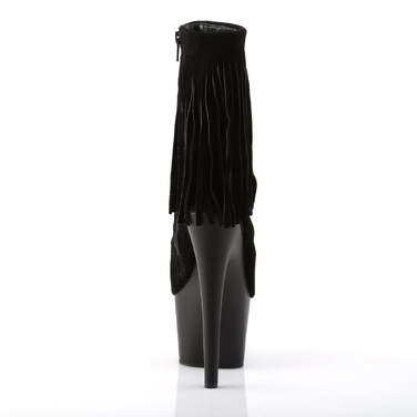 Ботильоны Adore-1019, каблук 7 дюймов, 2 3/4 дюйма, открытый носок/пятка, молния сбоку, чёрная замша/чёрный