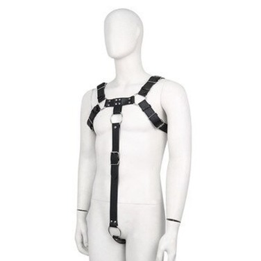 Сбруя мужская с кольцом на пенис РТ3 черная (Кожа)